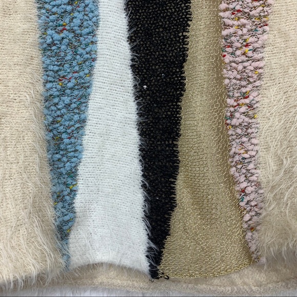 Mystree Unique Print Metallic Mesh Popcorn Soft Eyelash Sweater Size Small - Picture 6 of 15